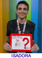 Isadora, participante da COP30, segura a pergunta desenhada por um aluno da Stance